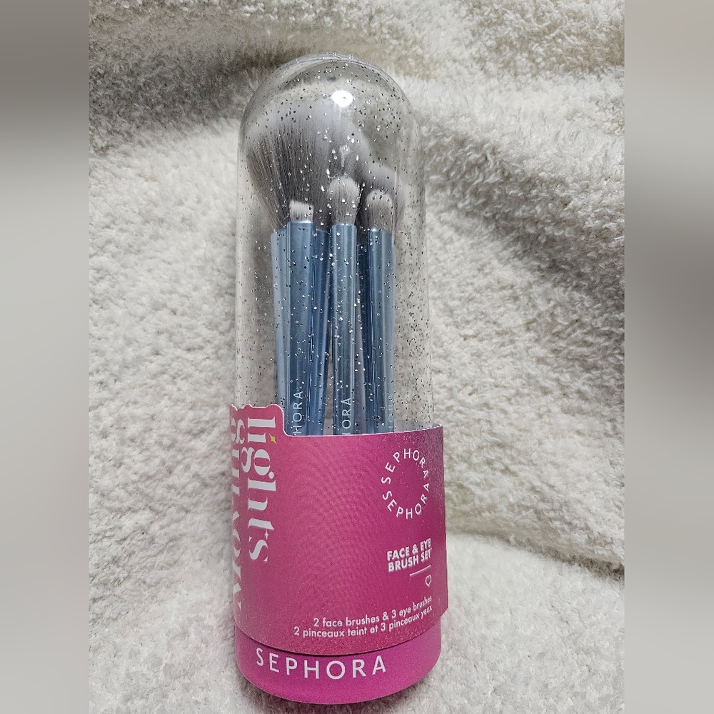 Sephora Collection 5-Piece Face & Eye Brush Set with iridescent glitter handles